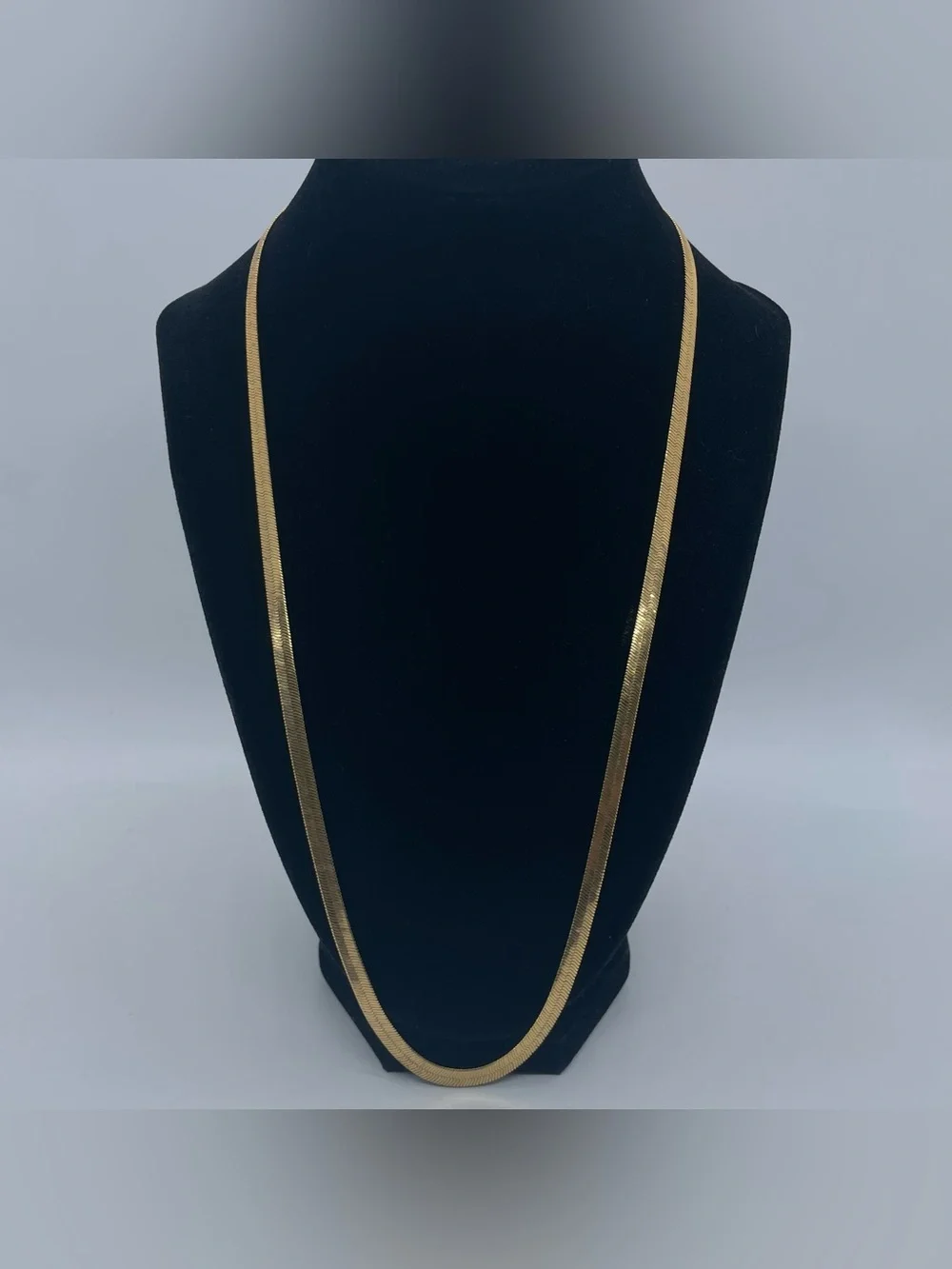 Gold Tone Chain Necklace Minimalist Long Flat Sleek Unbranded